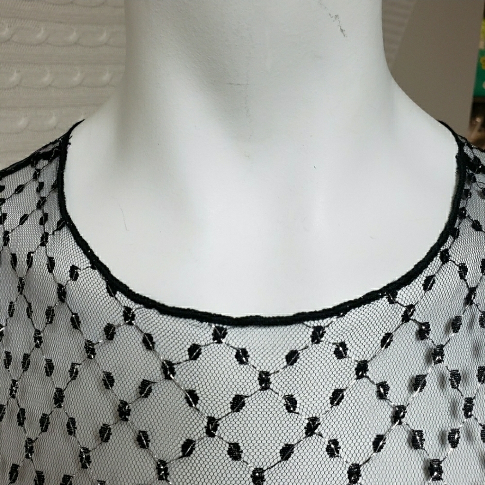 Nasty Gal NWT black mesh metallic bodysuit size 0 - Picture 5 of 13